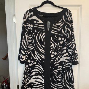 INC Zebra Long Sleeve Dress Size L